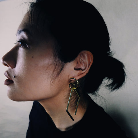 18K Gold Plated Geomertrical  Earrings by model 1