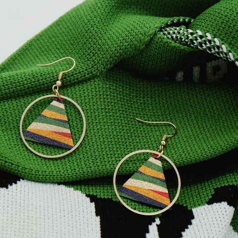 Colorful Circle Triangular Vacationing Earrings - Chickalaka Detail 1