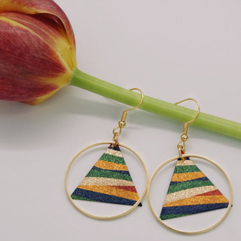 Colorful Circle Triangular Vacationing Earrings - Chickalaka