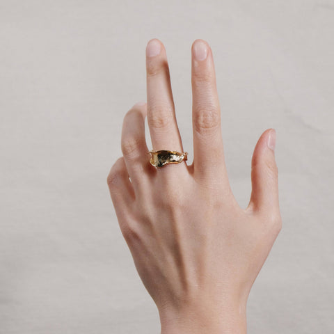 Golden Textured Surface Open Ring Detail 2 | Chickalaka