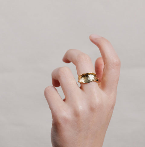 Golden Textured Surface Open Ring Detail 1 | Chickalaka