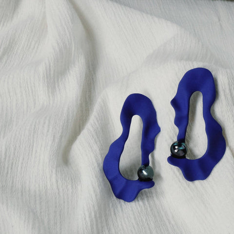 Klein Blue Irregular Geometrical Earrings Detail 1 | Chickalaka