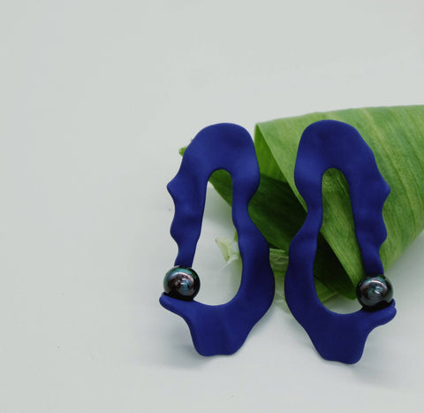 Klein Blue Irregular Geometrical Earrings Detail 3 | Chickalaka