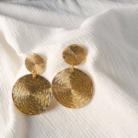 Cycloidal Double Disc Gold Earrings Detail 1 | Chickalaka