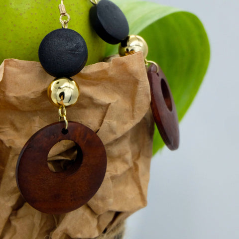 Woody Natural-Returning Original Causal Style Earrings - Chickalaka